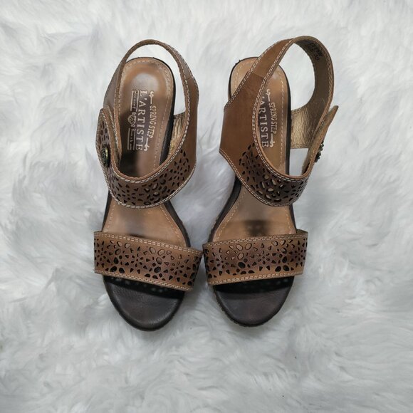 L. Artiste By Spring Step Cut Out Design Allura Wedge Sandal Women's Size 8 - Picture 6 of 12